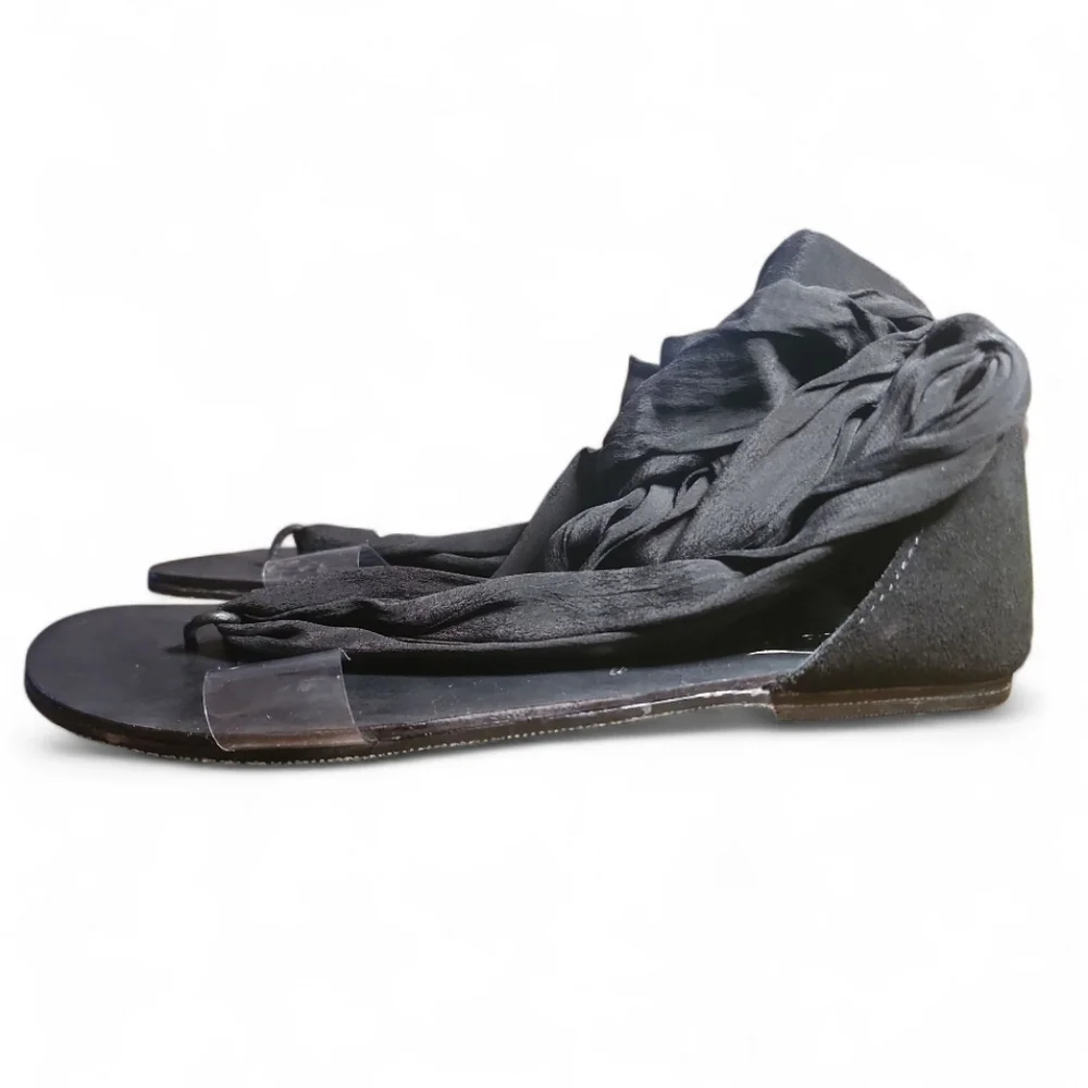 Free People Barcelona Wrap Palm Sandals Black suede Black Ankle Wrap Material 8